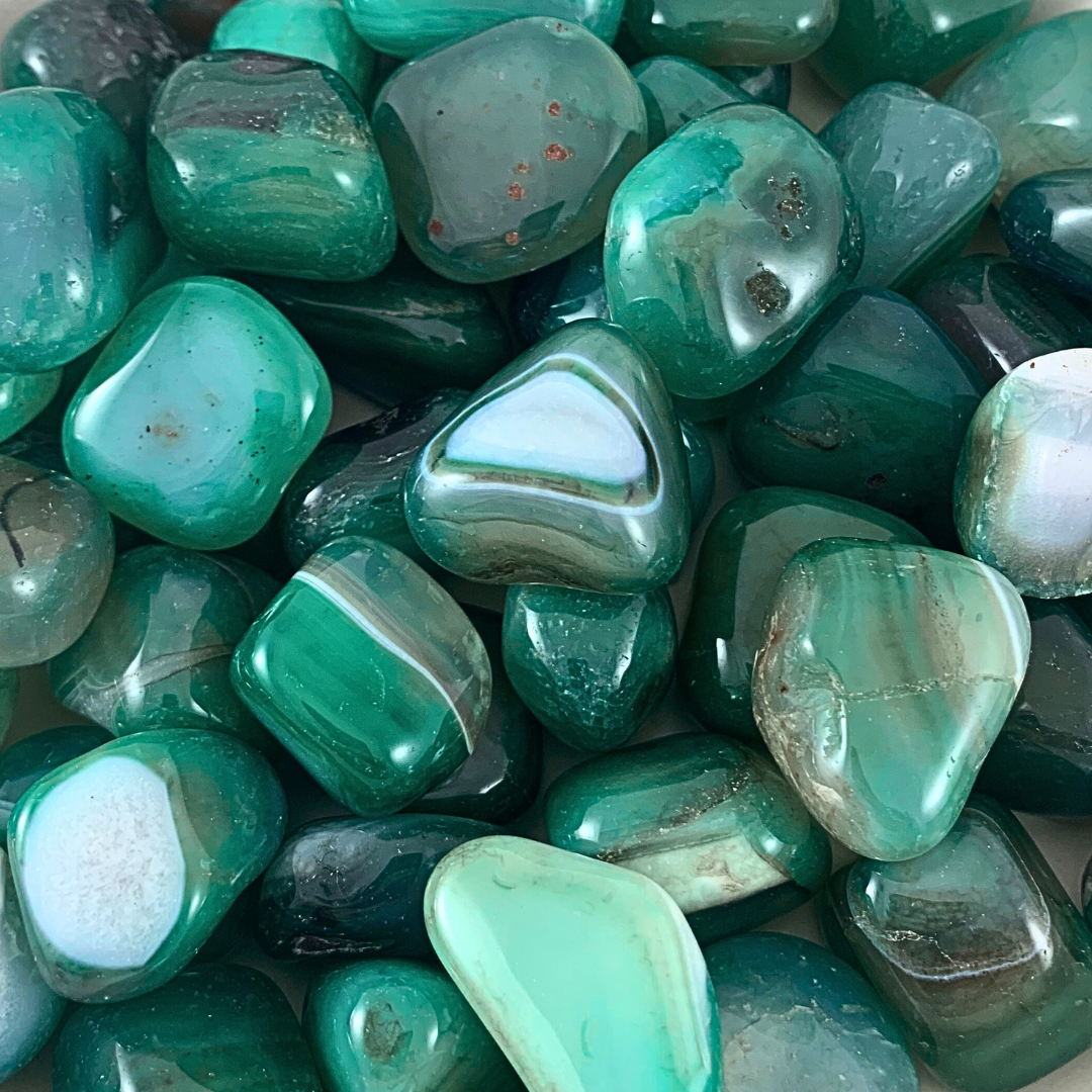 Agate, Green Tumbled Stones - Rounded Free Form