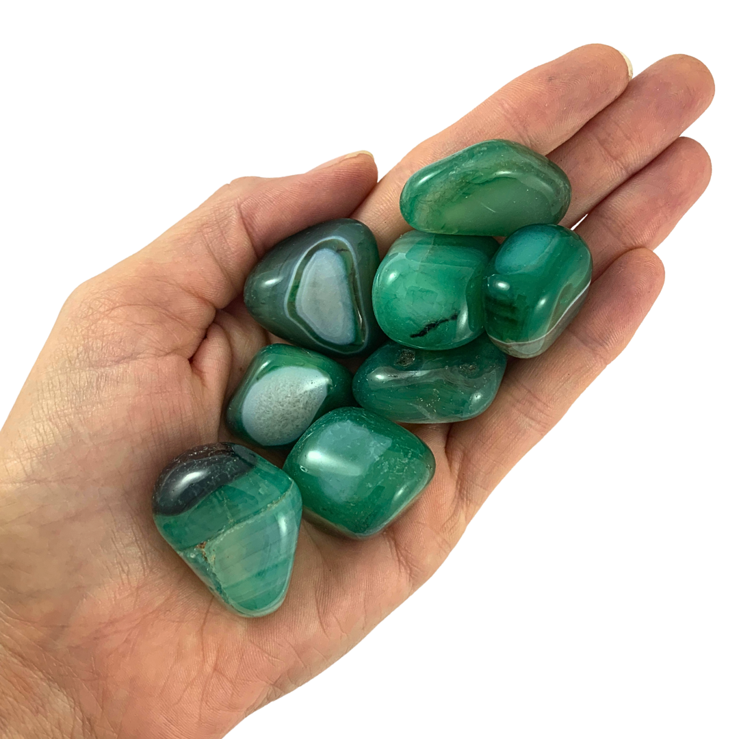 Agate, Green Tumbled Stones - Rounded Free Form