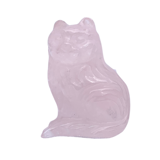 Quartz, Rose Cat Carvings
