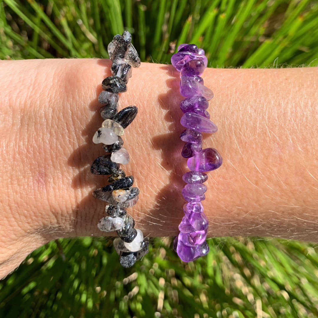 Amethyst, Dark Chip Bracelet
