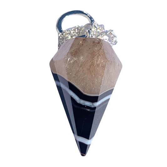 Agate, Black in Quartz Pendulum
