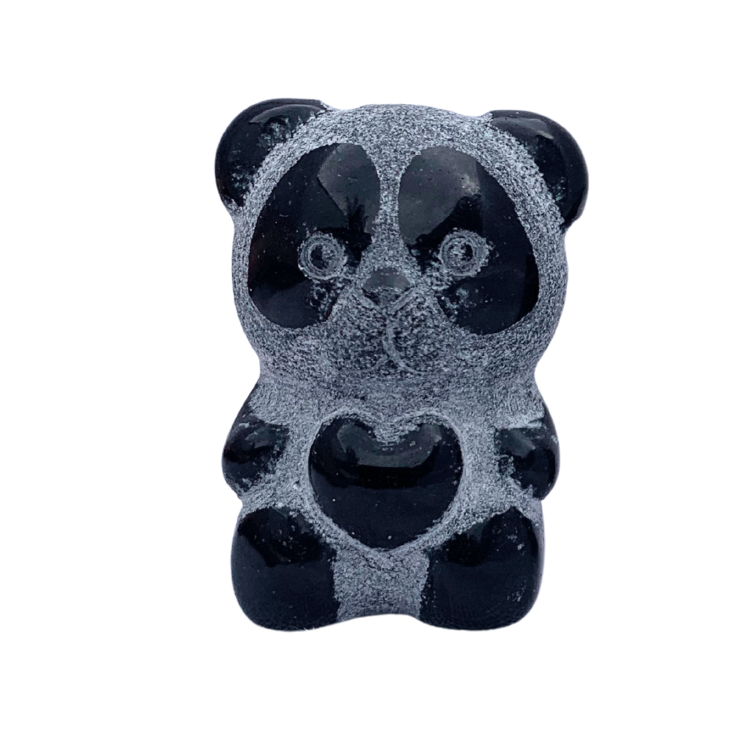 Obsidian, Black Panda Carvings - Sitting
