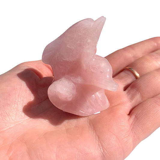 Quartz, Rose Duo Dolphin Carvings