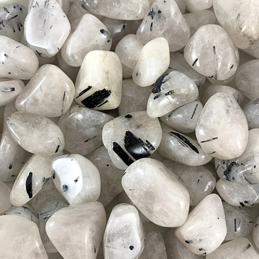 Quartz, Black Tourmaline In Tumbled Stones - Rounded Free Form