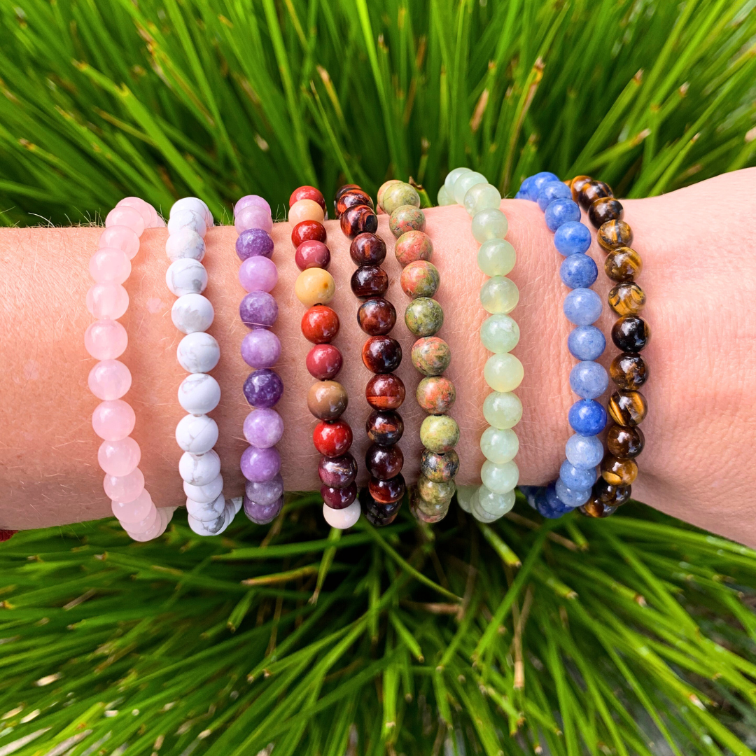 Quartz, Blue Round Bead Bracelet