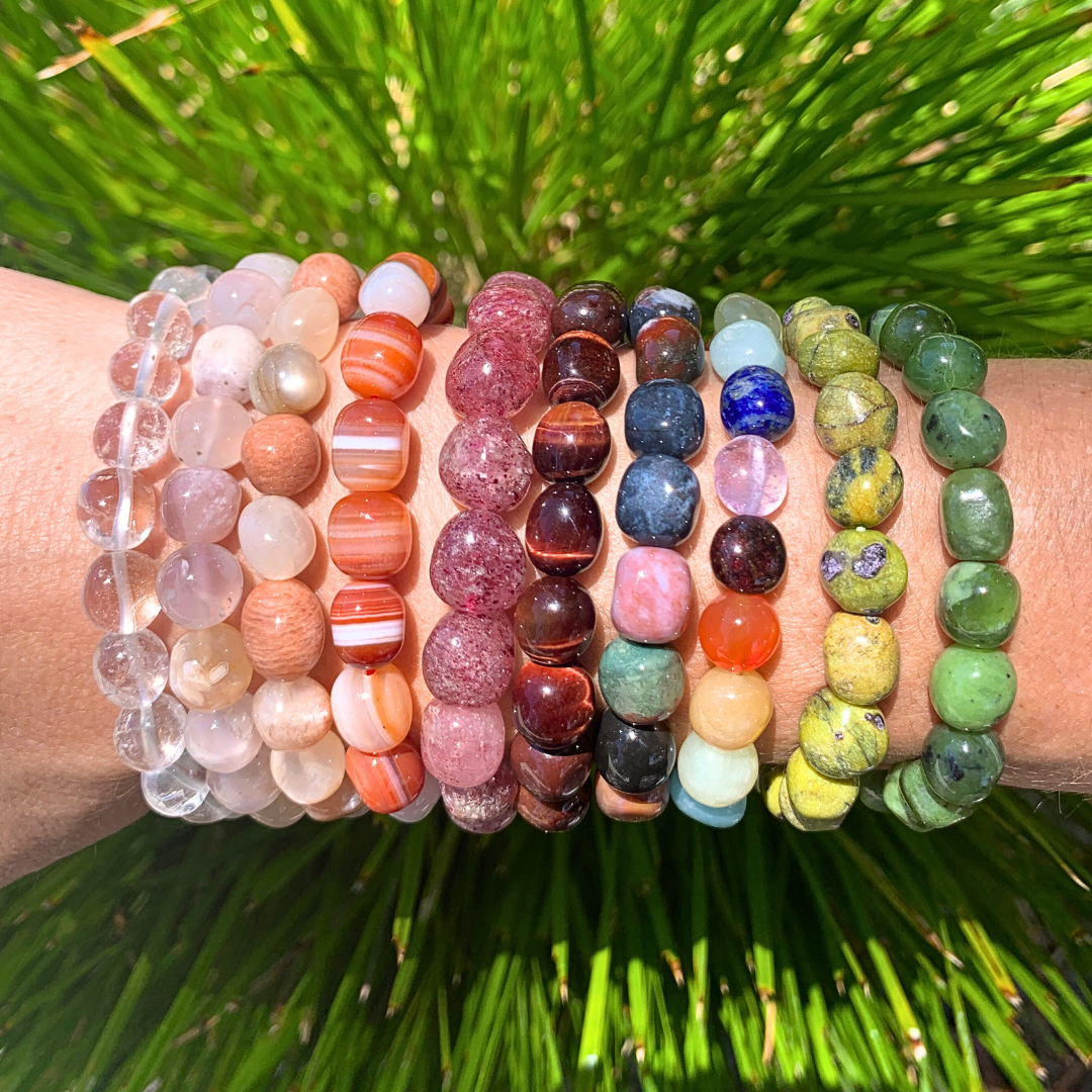 Carnelian with Stripe Tumbled Stone Bracelet