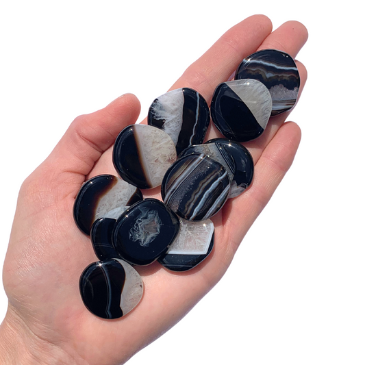 Agate, Black in Quartz Flatstones (Bra Buddies)