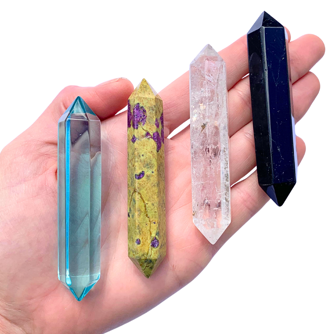 Stichtite In Serpentine (Atlantisite) Wands - Double Terminated