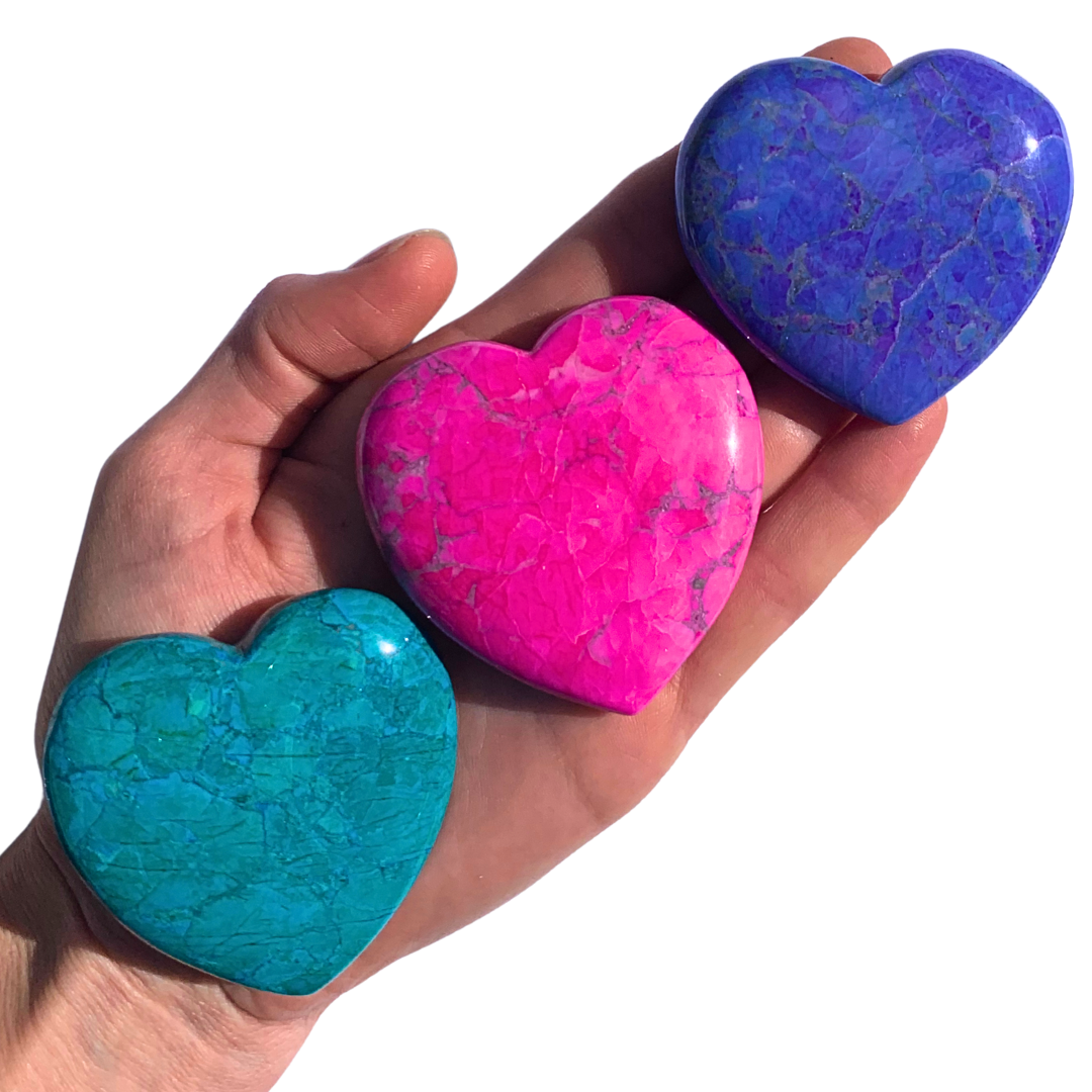 Howlite, Chrysocolla Hearts - Large