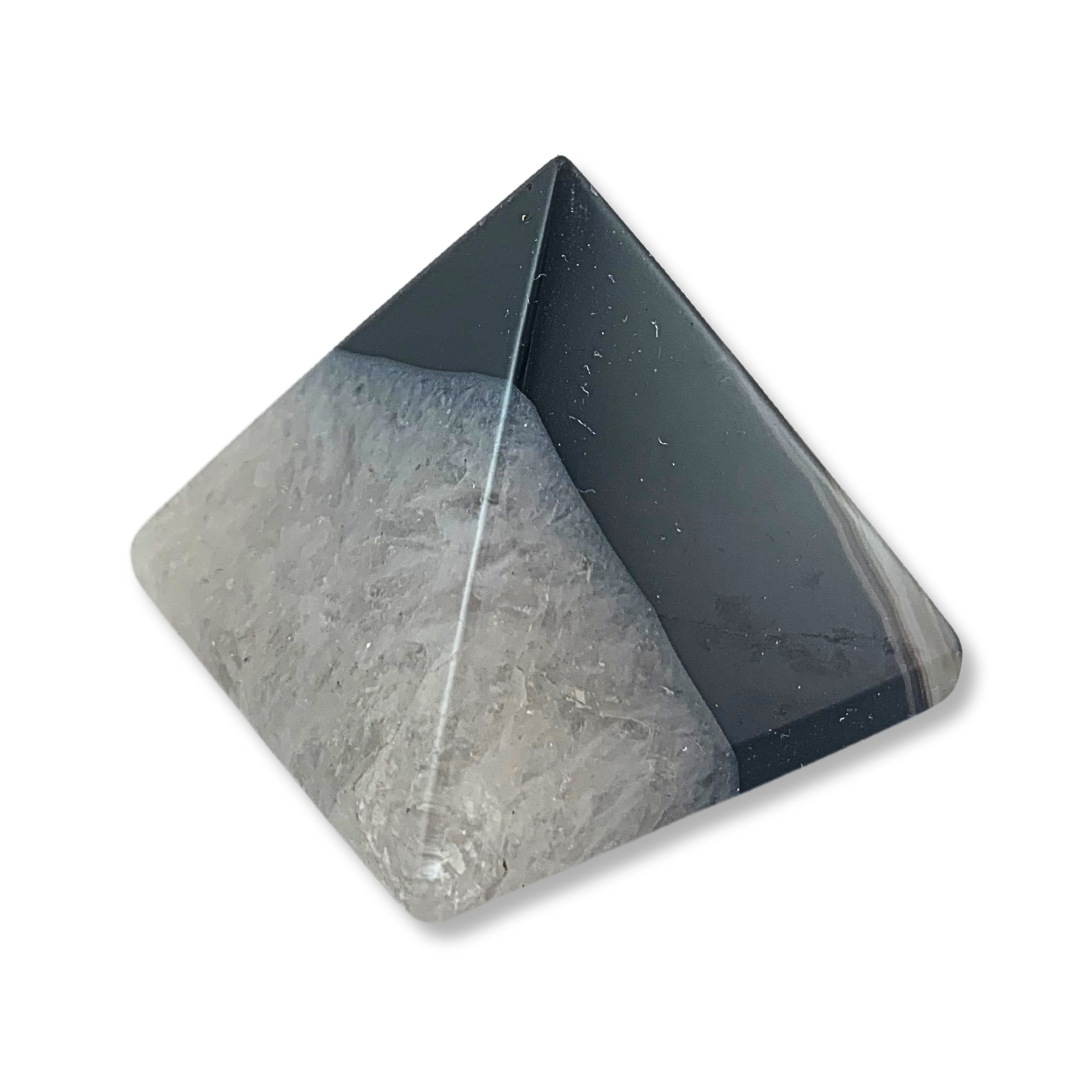 Quartz, Black Agate In Pyramid
