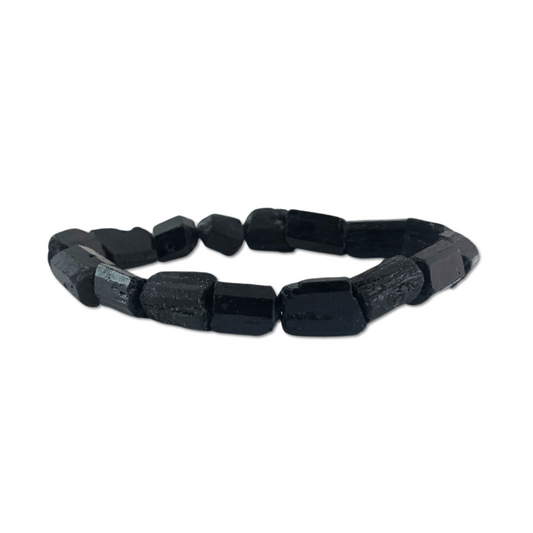 Tourmaline, Black Raw Bead Bracelet -10mm