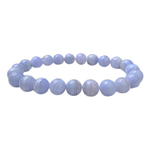 Agate, Blue Lace Round Bead Bracelet