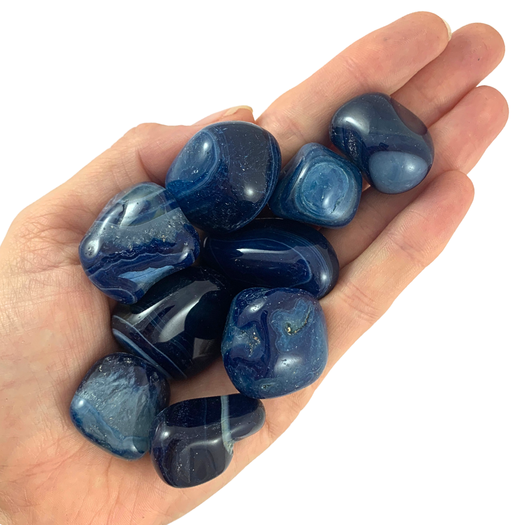 Agate, Blue Tumbled Stones - Rounded Free Form