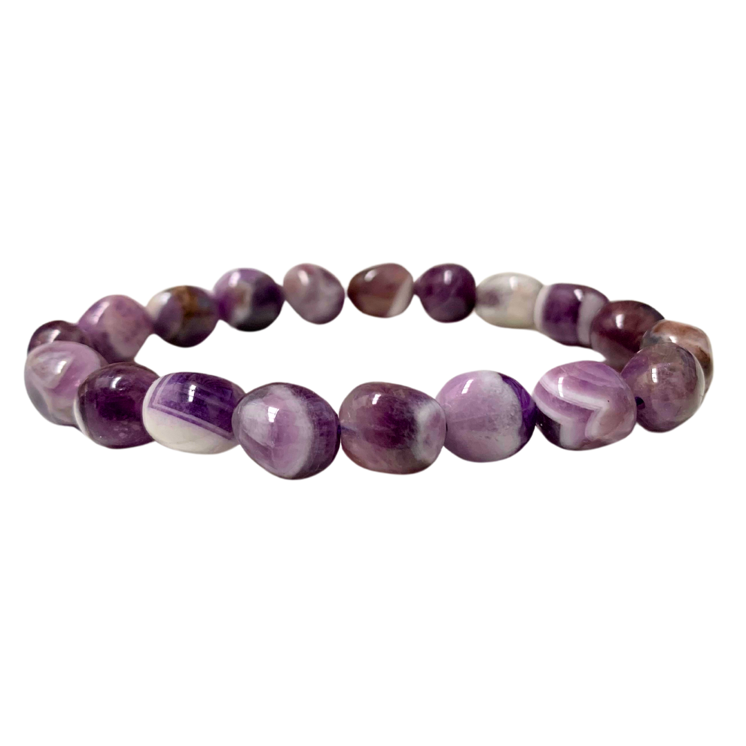 Amethyst, Chevron Tumbled Stone Bracelet