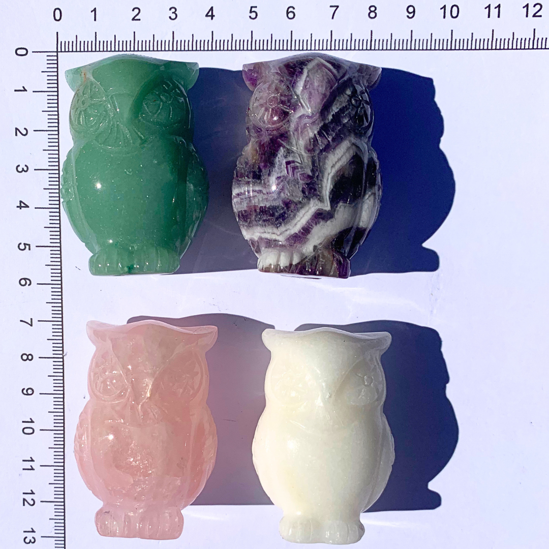 Chevron Amethyst Owl Carving