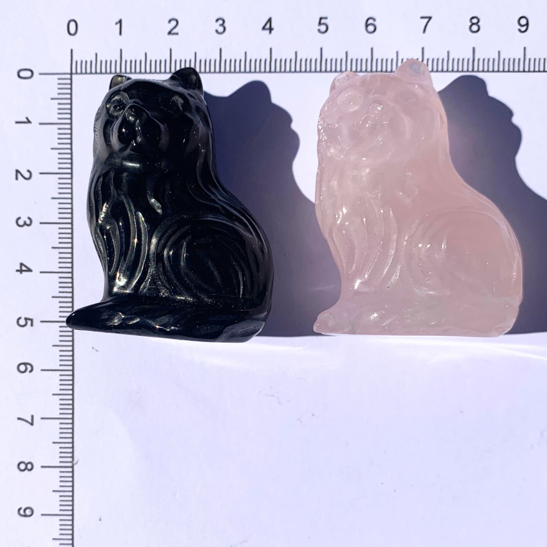 Black Obsidian Cat Carving