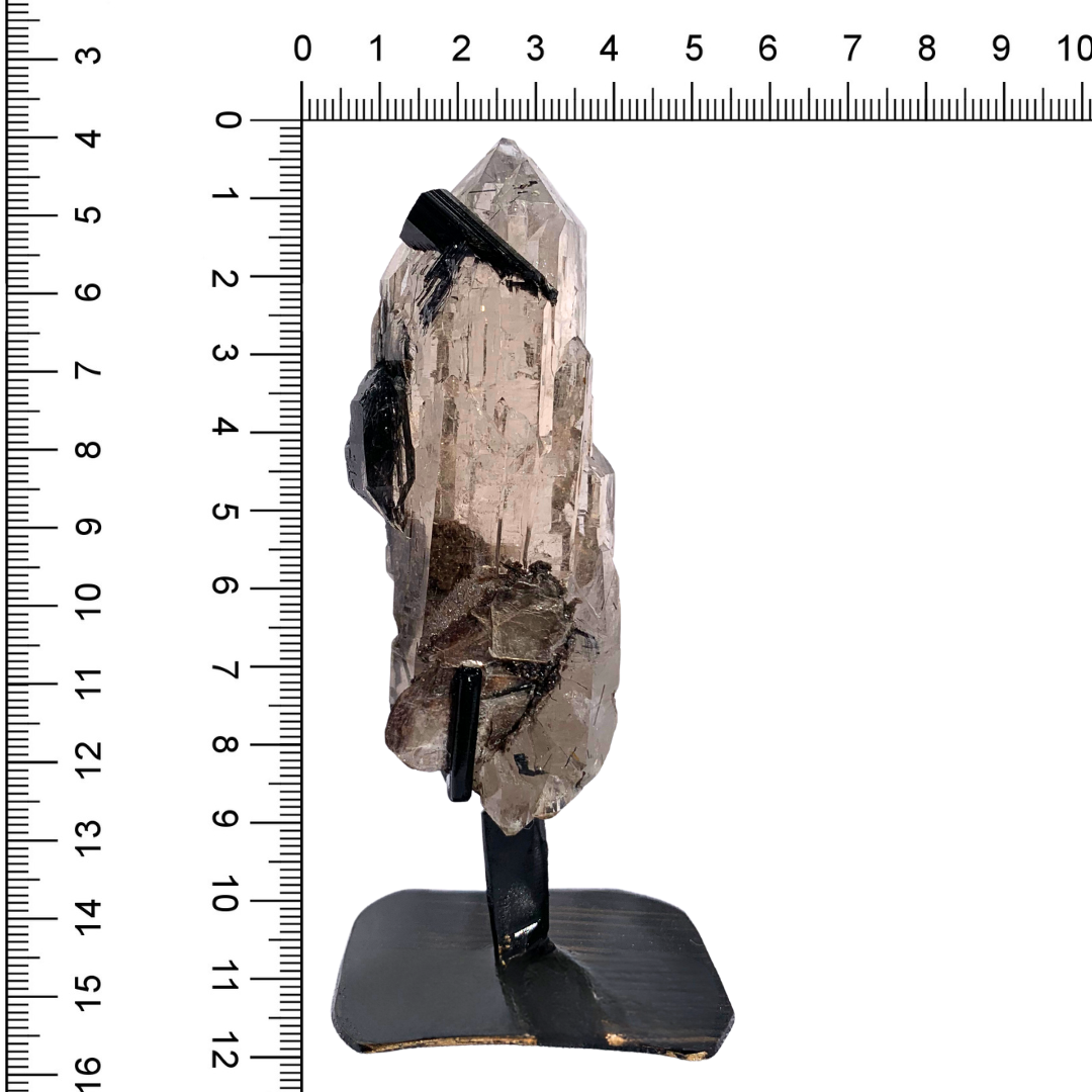 Citrine, Natural with Black Tourmaline + Mica - Medium On Stand