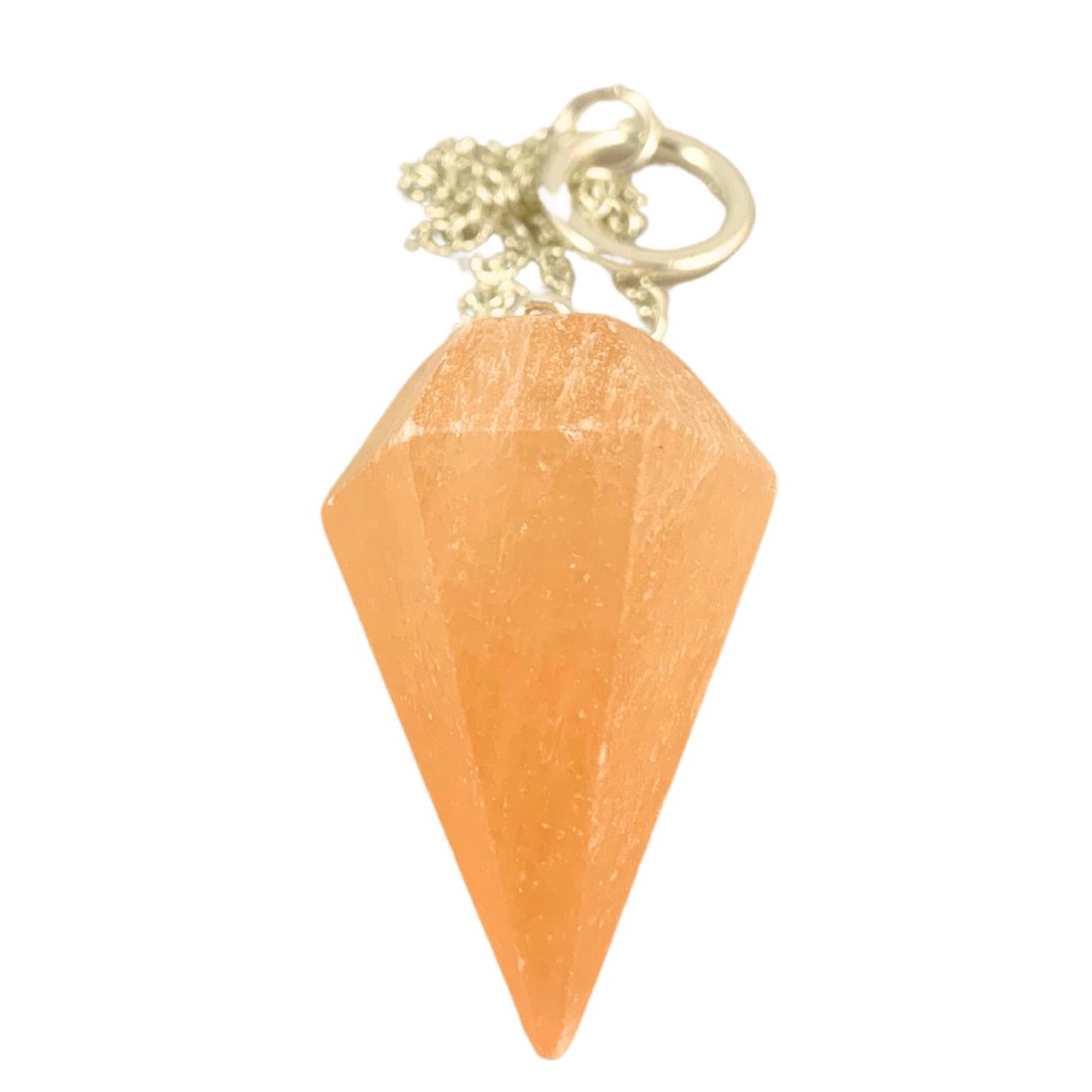 Selenite, Orange/ Peach Pendulum