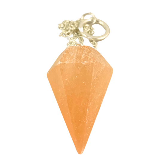 Selenite, Orange/ Peach Pendulum