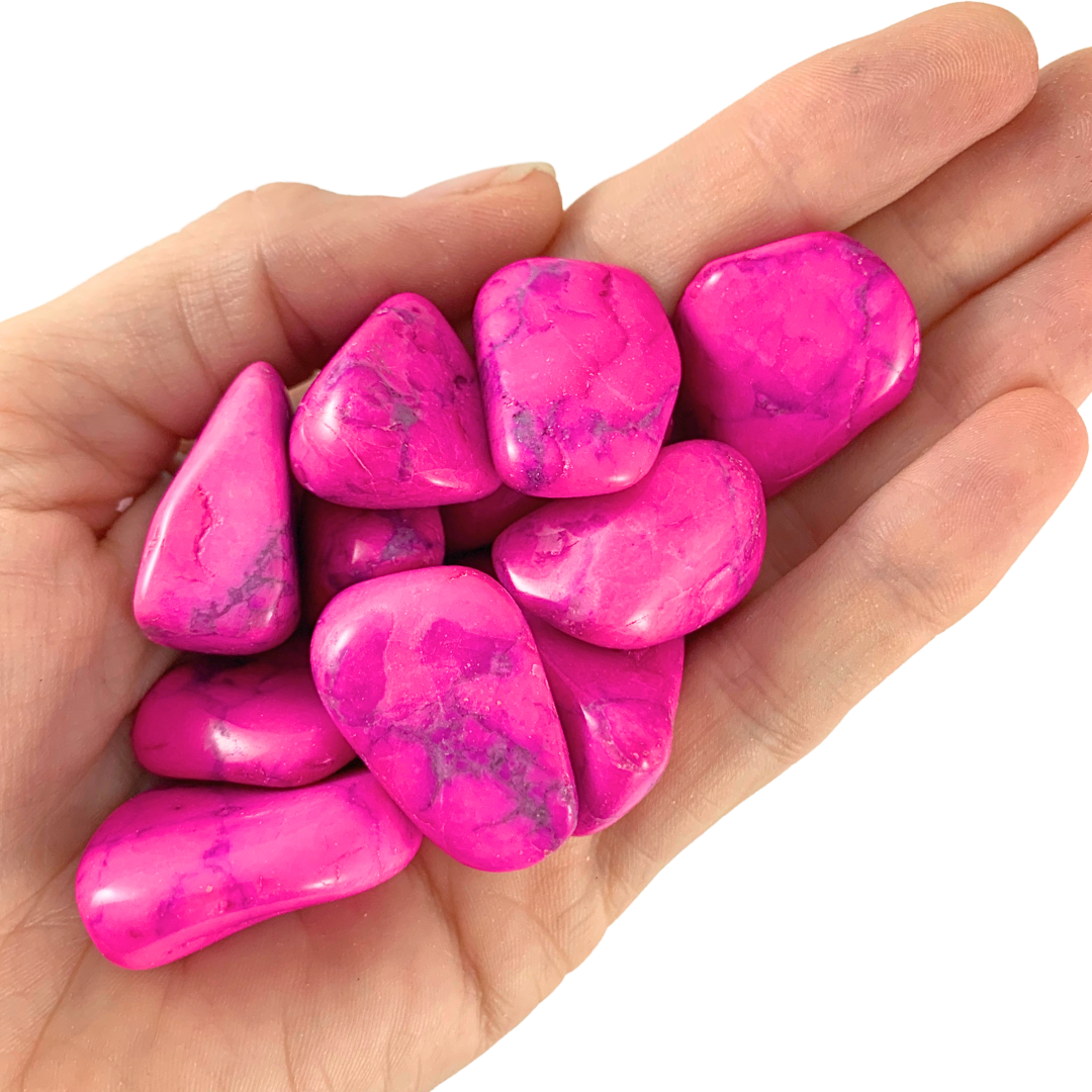 Howlite, Pink Tumbled Stones - Rounded Free Form