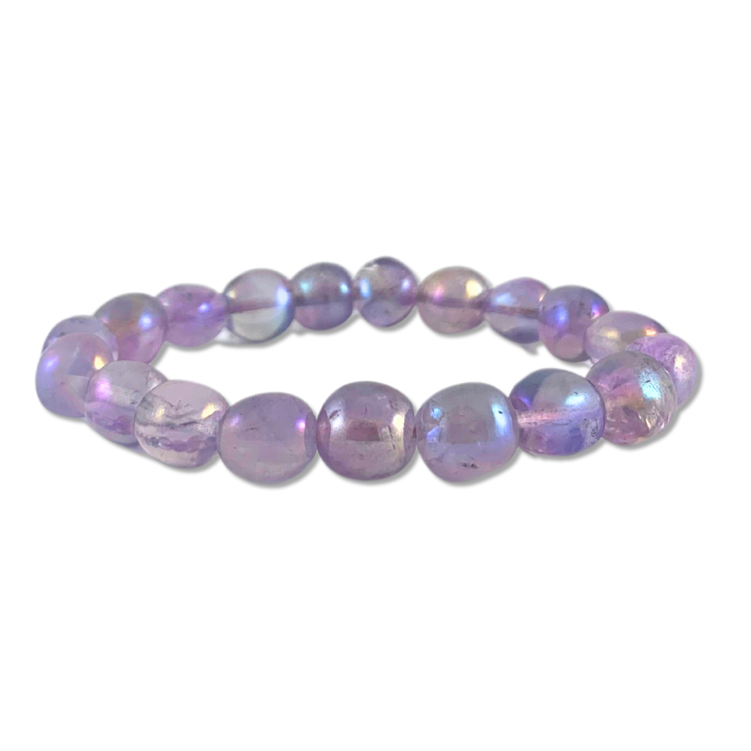 Quartz, Amethyst Rainbow Tumbled Stone Bracelet