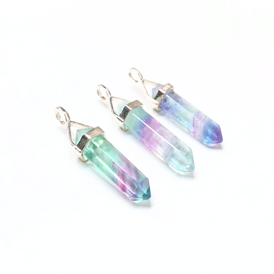 AA Rainbow Fluorite Double Terminated Sterling Silver Pendant