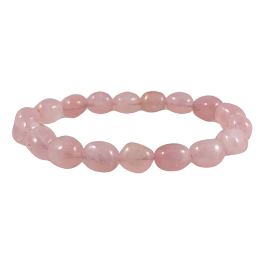 Quartz, Rose Tumbled Stone Bracelets-8-10mm