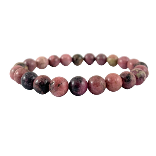 Rhodonite Round Bead Bracelet
