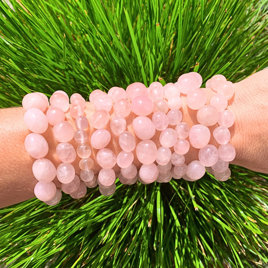 Quartz, Rose Tumbled Stone Bracelets - Irregular