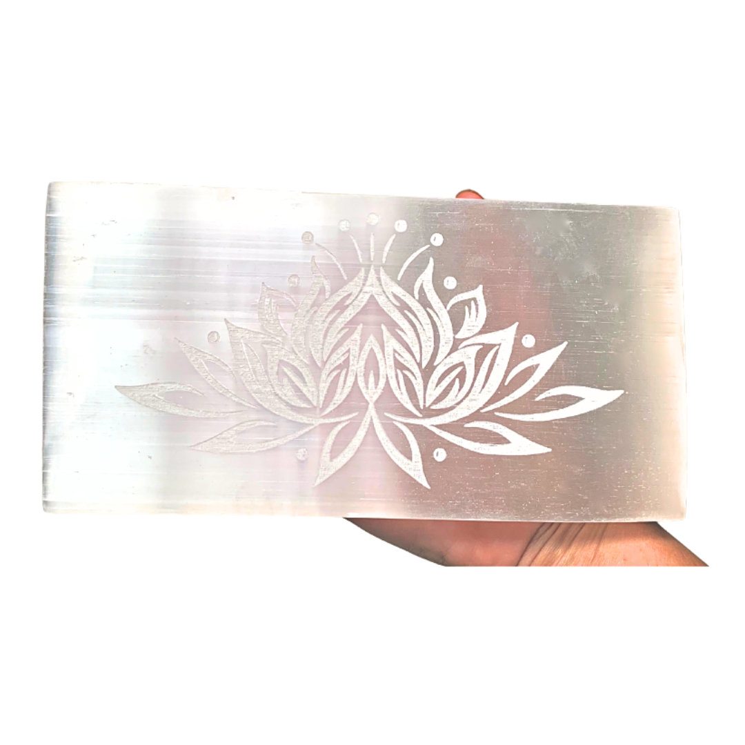 Selenite Etched Rectangle Plates-Assorted Designs