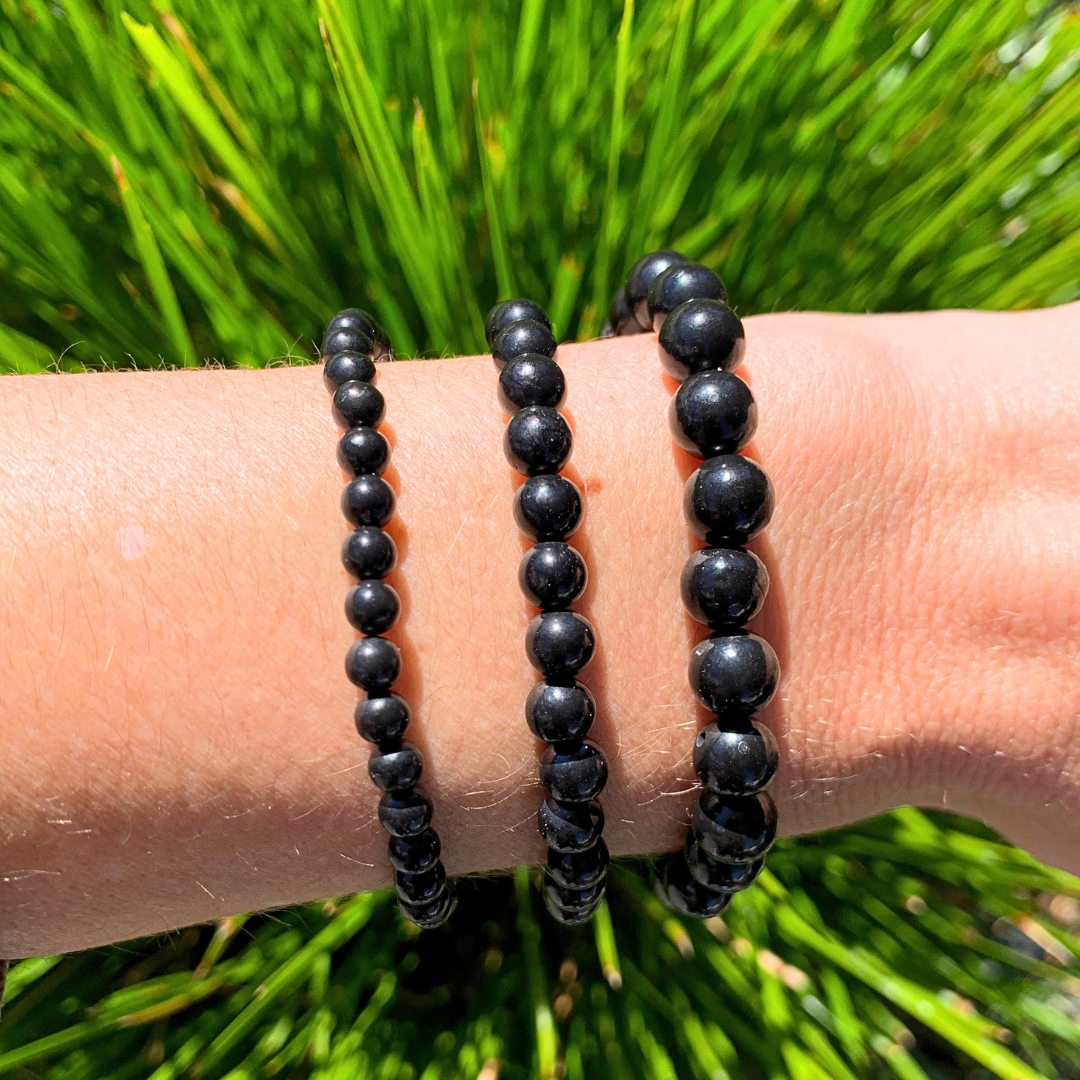 Shungite Round Bead Bracelet