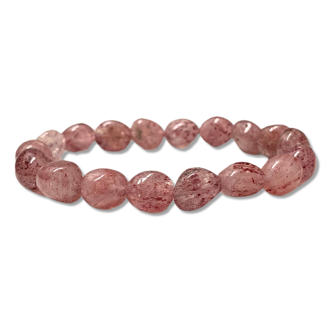 Quartz, Strawberry Tumbled Stone Bracelet