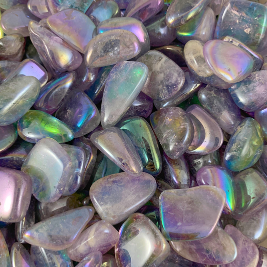 Quartz, Cosmic Amethyst Rainbow Tumbled Stone - Free Form