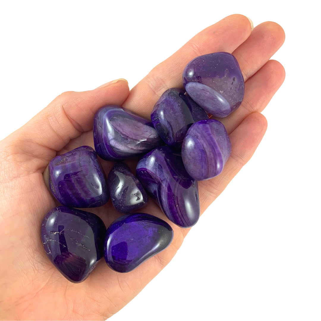 Agate, Purple Tumbled Stones - Rounded Free Form