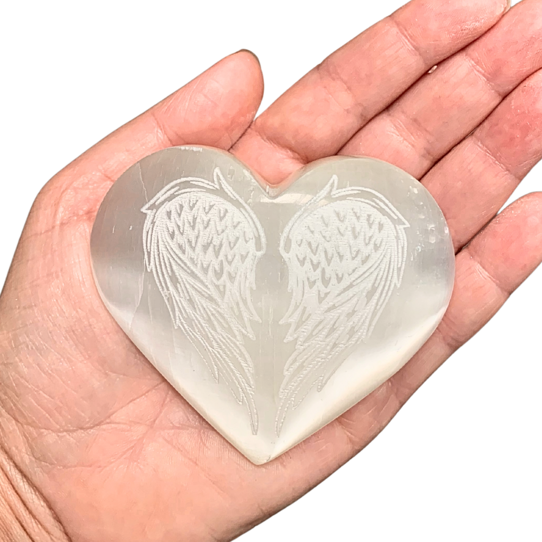 Selenite Etched Hearts - Assorted