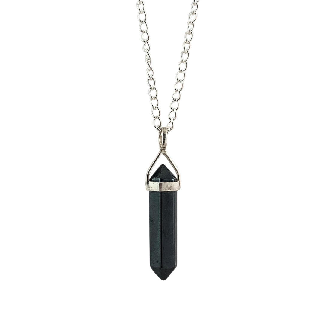 Tourmaline, Black Double Terminated Sterling Silver Pendant