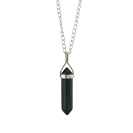 Tourmaline, Black Double Terminated Sterling Silver Pendant