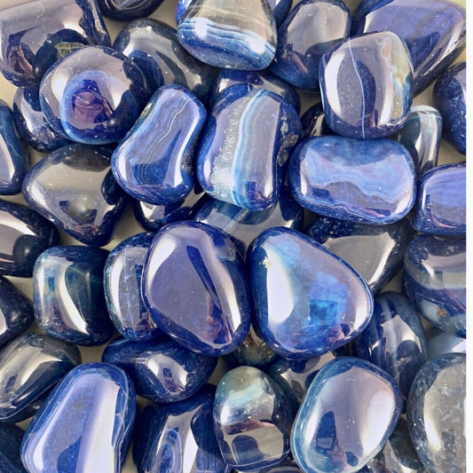 Agate, Blue Tumbled Stones - Rounded Free Form