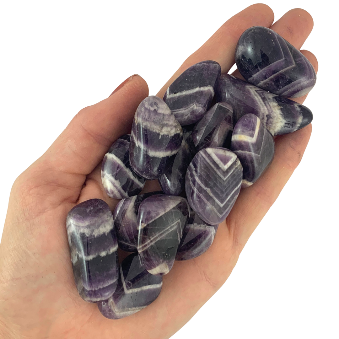 Amethyst, Chevron Tumbled Stones - Large Rounded Free Form