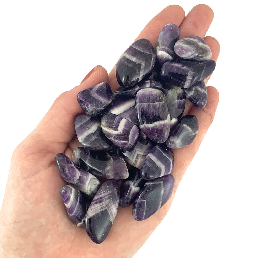 Amethyst, Chevron Tumbled Stones - Medium Rounded Free Form