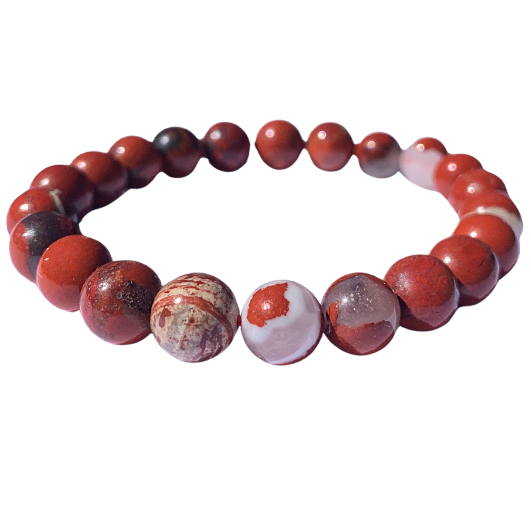 Jasper, Poppy Round Bead Bracelet