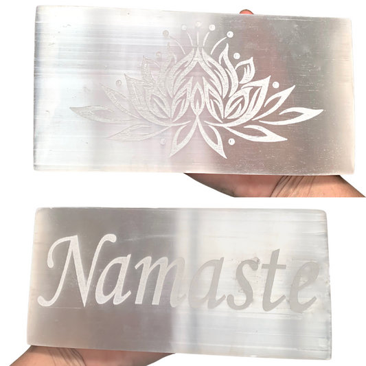 Selenite Etched Rectangle Plates-Assorted Designs