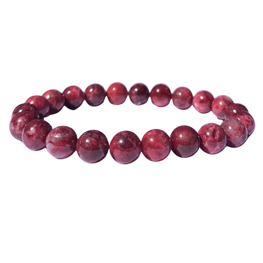 Thulite Round Bead Bracelet