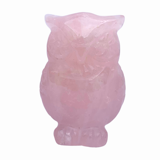 Quartz, Rose Owl Carvings