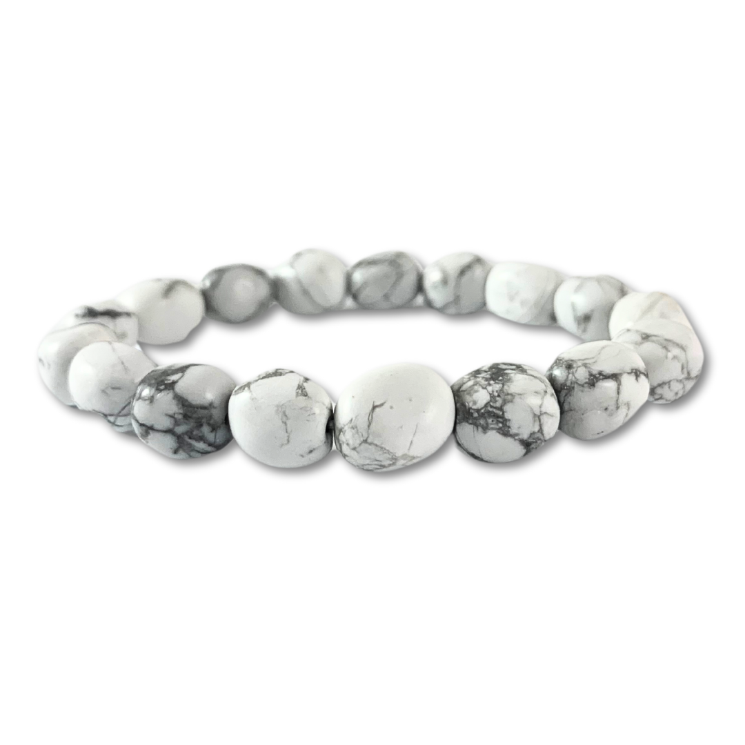 Howlite, White Tumbled Stone Bracelet