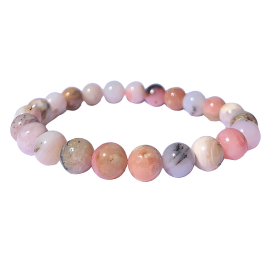 Pink Opal Round Bead Bracelet