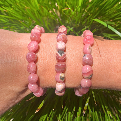 Rhodochrosite Tumbled Stone Bracelets - AA Grade