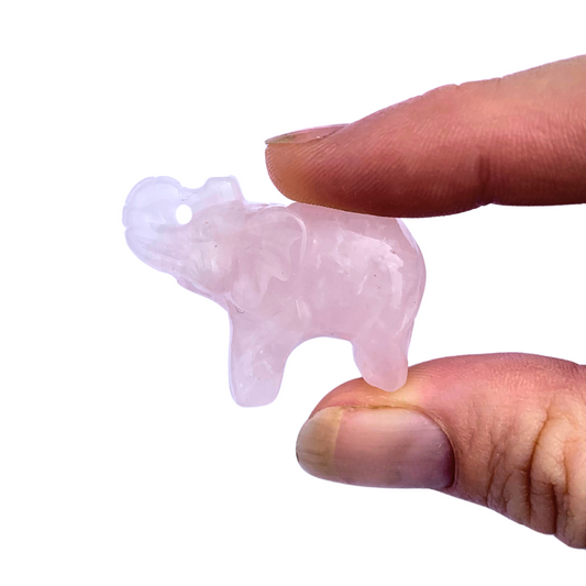 Quartz, Rose Elephant Carvings