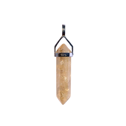 Citrine Double Terminated Pendant - Sterling Silver - 30mm