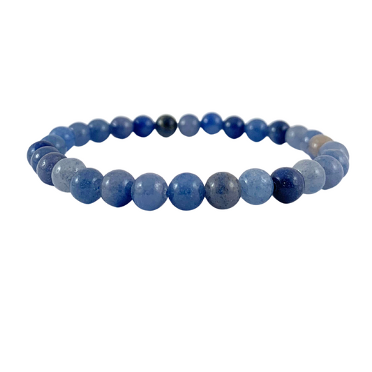 Quartz, Blue Round Bead Bracelet